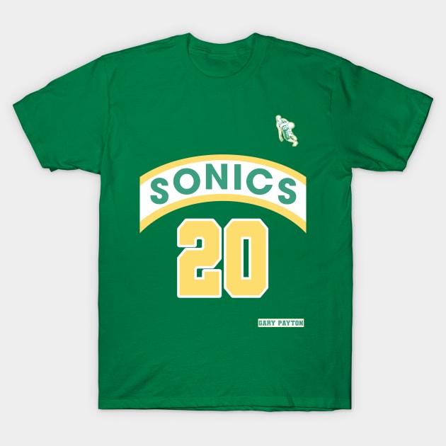 Gary Payton Retro Supersonics Jersey 90s Style Fan Art T-Shirt by darklordpug